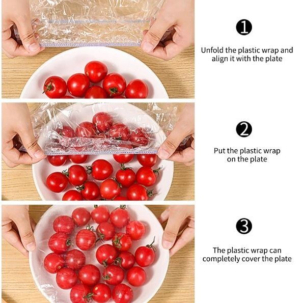 100pcs Disposable Food Cover Plastic Wrap Elastic Food Lids For Fruit Bowls Cups Caps Storage Kitchen Fresh 浴帽 (2990L) - Image 6