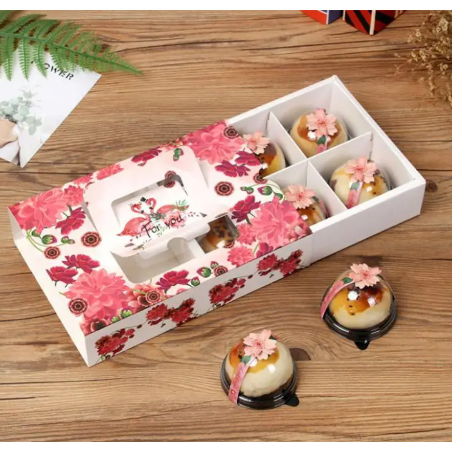 1pc Flower pattern potable mooncake box with handle,biscuit candy biscuit box,chocolate pastry中秋月饼礼盒创意手提式 (2987L)
