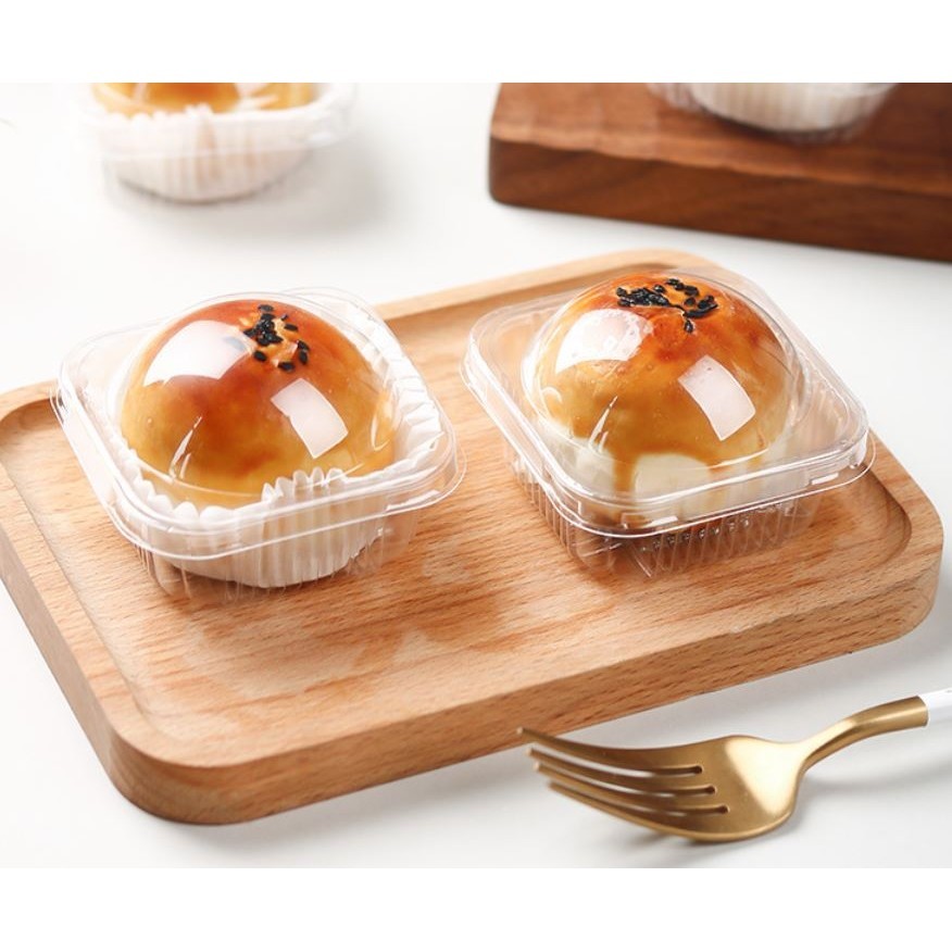 50pcs Transparent Round Snow Maiden Packaging Box Egg Yolk Crispy Plastic Mooncake Inner Tray Dessert 加厚圆形带盖月饼底托 (2999L) - Image 2