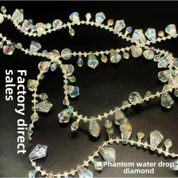 1yard Acrylic drop diamond crystal beads DIY ethnic costume accessories wedding chandelier crystal tree 水滴钻水晶连线珠 (2995L) - Image 2