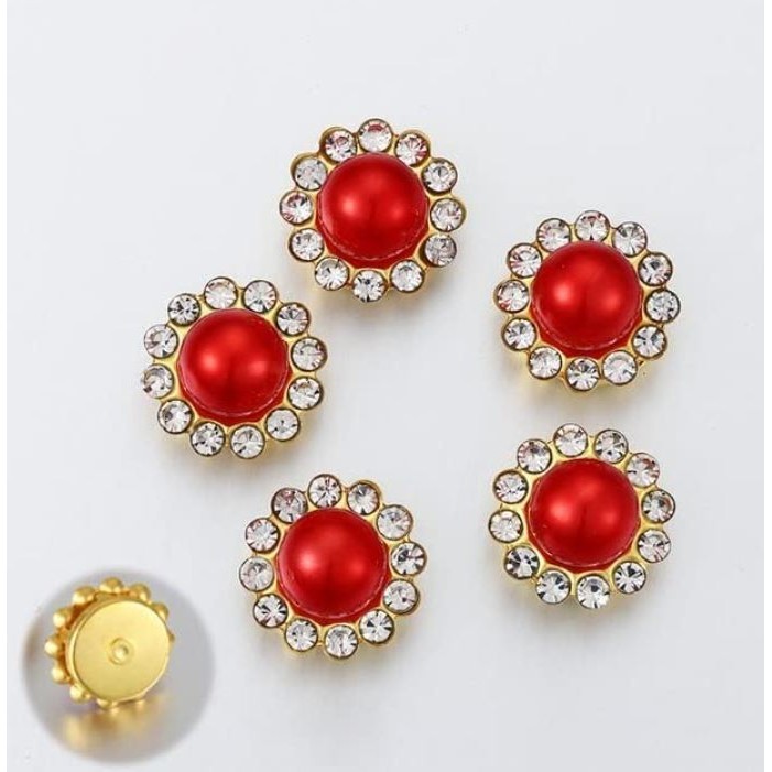 5pcs Golden Sunflower Rhinestone Crystal Pearls Brooch Buttons, Diy Special Jewelry Making Decorative 彩色太阳珍珠花心钻 (2994L) - Image 15