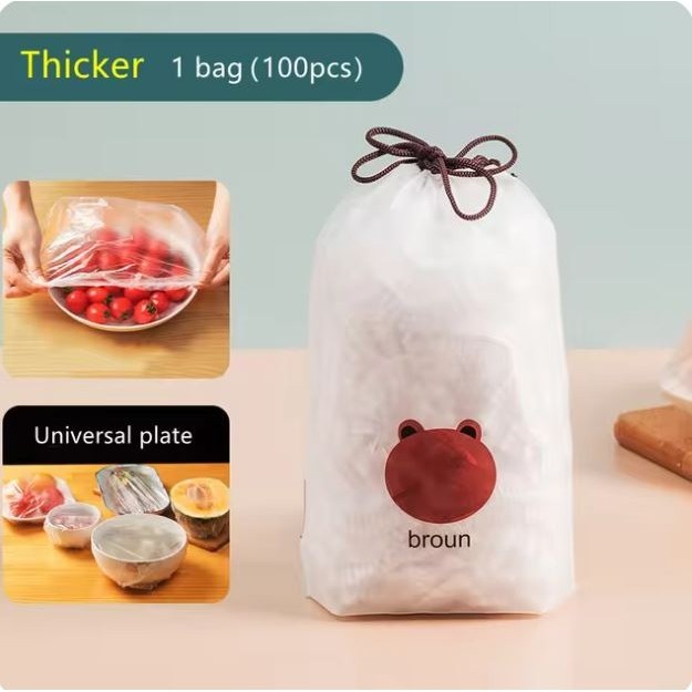 100pcs Disposable Food Cover Plastic Wrap Elastic Food Lids For Fruit Bowls Cups Caps Storage Kitchen Fresh 浴帽 (2990L)