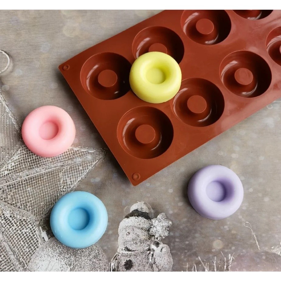 6/8 Holes Donut Silicone Cupcake Baking Mold Cake Pans Biscuit Cookie Doughnut DIY Mold 食品级耐高温硅胶6/8连甜甜圈(3022-335L)