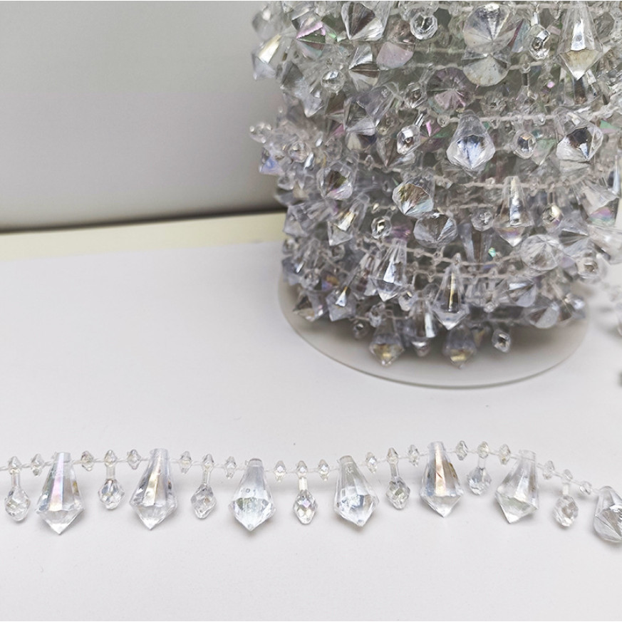 1yard Acrylic drop diamond crystal beads DIY ethnic costume accessories wedding chandelier crystal tree 水滴钻水晶连线珠 (2995L) - Image 7