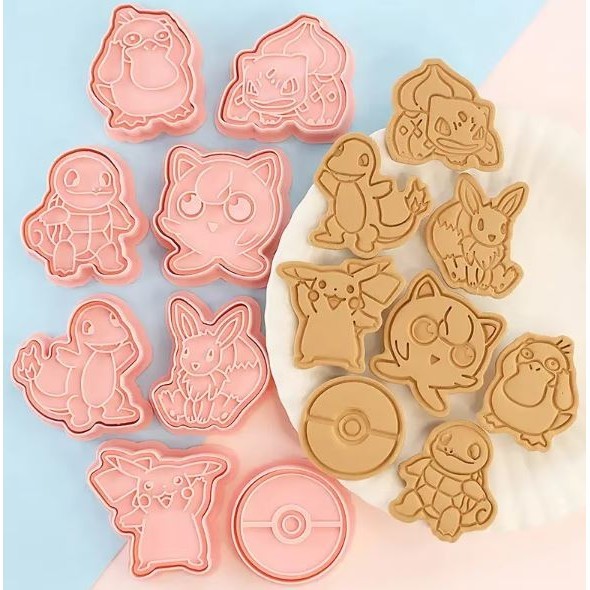 8pcs/Set Pokemon Pikachu Cookie Mould 3D Pressable Biscuit Mold Kitchen Baking Supplies Cartoon Anime Baking Tool(3012L) - Image 3