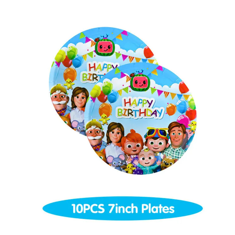 10pcs/lot Birthday Party Decoration Paper Cups Plates Backdrop Tableware For Kids 纸盘派对餐具装饰 (2955L) - Image 9