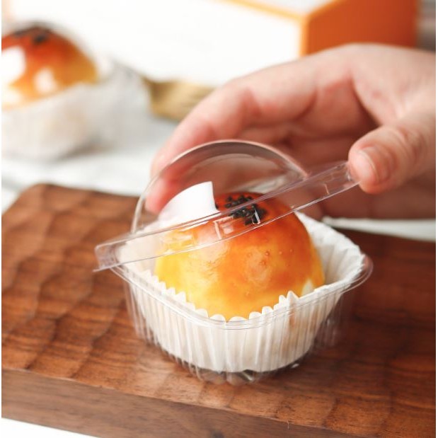 50pcs Transparent Round Snow Maiden Packaging Box Egg Yolk Crispy Plastic Mooncake Inner Tray Dessert 加厚圆形带盖月饼底托 (2999L) - Image 5
