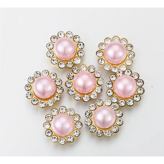 5pcs Golden Sunflower Rhinestone Crystal Pearls Brooch Buttons, Diy Special Jewelry Making Decorative 彩色太阳珍珠花心钻 (2994L) - Image 8