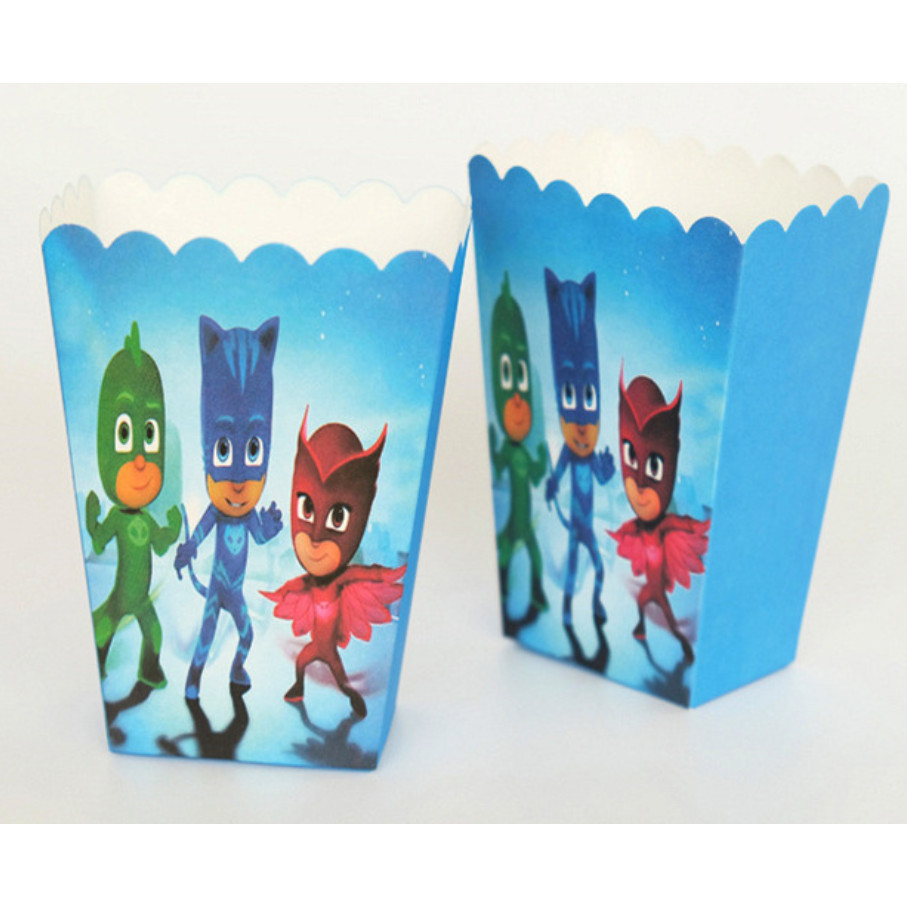 6pcs Cartoon Popcorn Box Treat Kids Birthday Cookie Box Happy Party Baby Shower Favors Popcorn Box 派对爆米花盒 (2952L) - Image 16