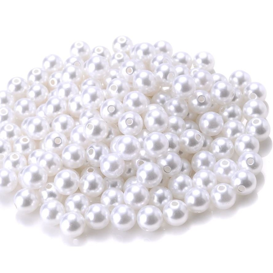 3-16mm ABS Imitation White Pearl Beads with Hole Round Acrylic Loose Beads for Jewelry Making 白色直孔仿珍珠 (2996L) - Image 6