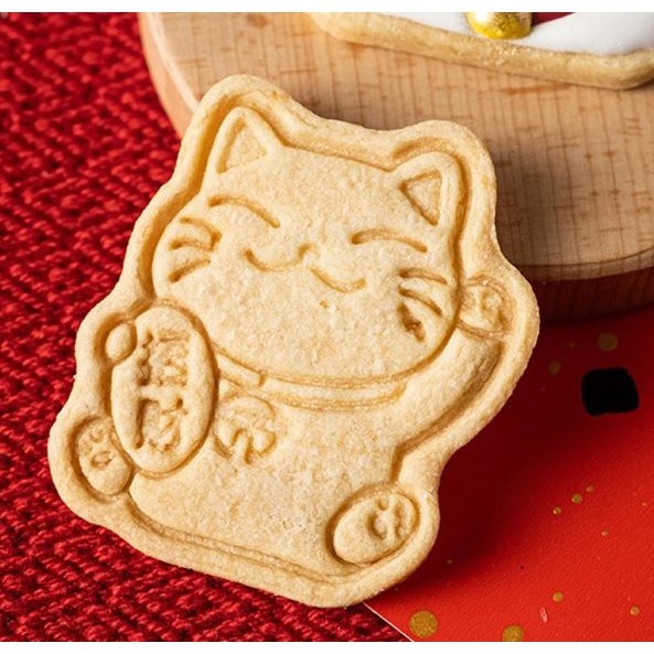 8Pcs/Set Chinese New Year 3D Fortune Cat Pressable Stamped Biscuit Cookie Cutters Mold Baking Mould Tools (3010L) - Image 4