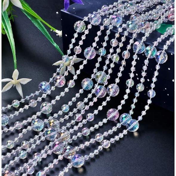 1Yard 12+4+8mm Acrylic Fish Thread Curtain Beads Wedding Plastic Beads Chain Ball Beads Handmade DIY Decoration (2976L)
