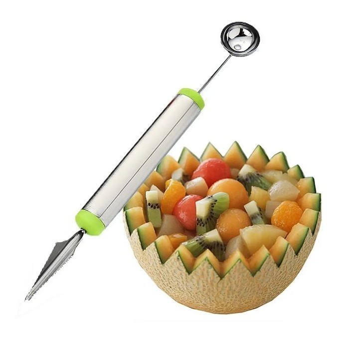 Creative Fruit Knife Stainless Steel Double Head Ice Cream Spoon Carving Kitchen Accessories Fruit Cutter Cool (2944L) - Image 3