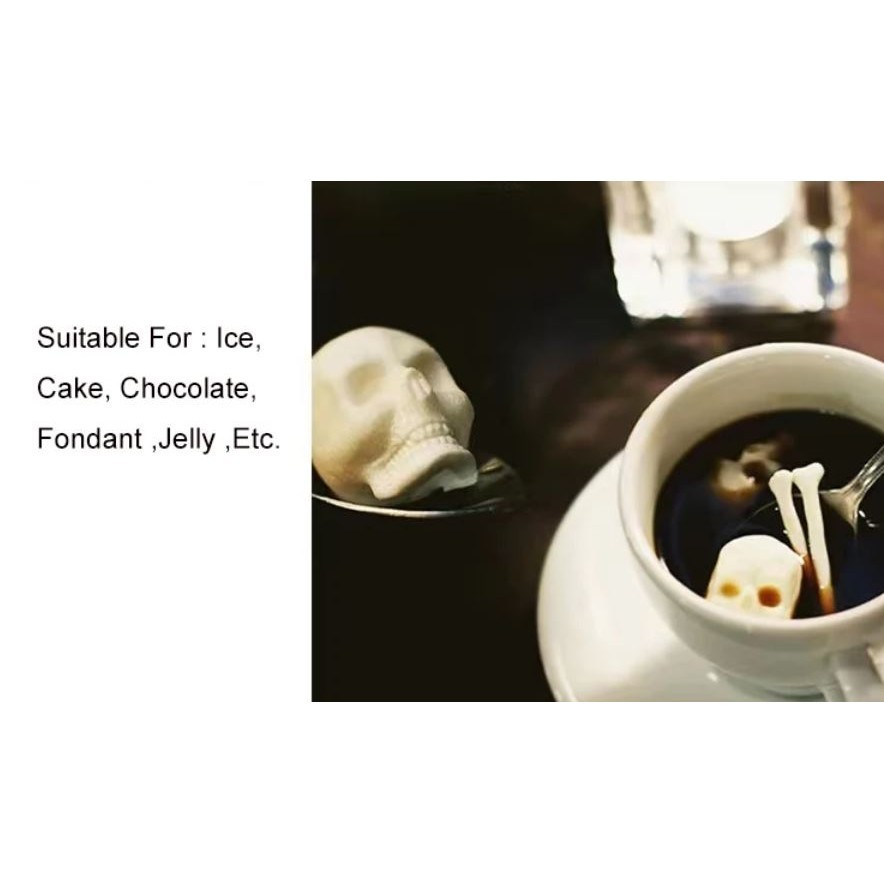 3D Skull Silicone Ice Mold Chocolate Fondant Cake Pop Mold Baking Tool Kitchen Gadgets DIY Halloween Party Access(2940L) - Image 5