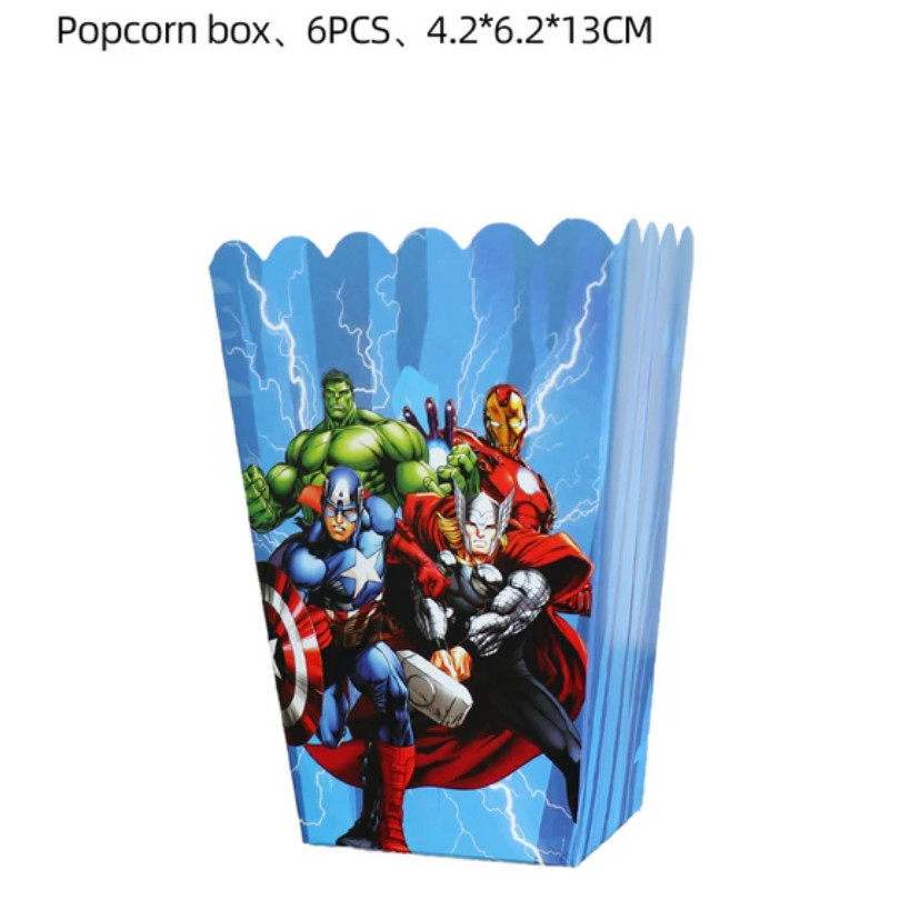 6pcs Cartoon Popcorn Box Treat Kids Birthday Cookie Box Happy Party Baby Shower Favors Popcorn Box 派对爆米花盒 (2952L) - Image 18