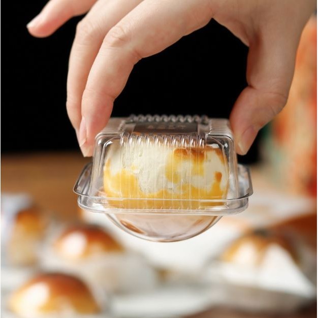 50pcs Transparent Round Snow Maiden Packaging Box Egg Yolk Crispy Plastic Mooncake Inner Tray Dessert 加厚圆形带盖月饼底托 (2999L) - Image 4