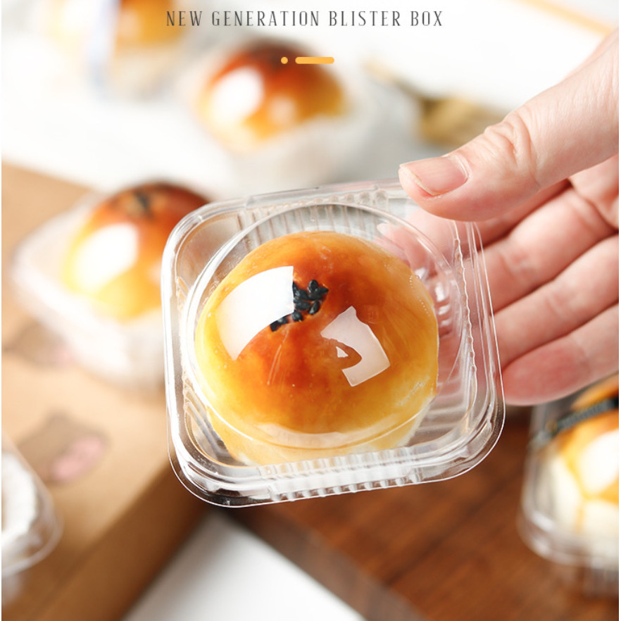 50pcs Transparent Round Snow Maiden Packaging Box Egg Yolk Crispy Plastic Mooncake Inner Tray Dessert 加厚圆形带盖月饼底托 (2999L) - Image 3