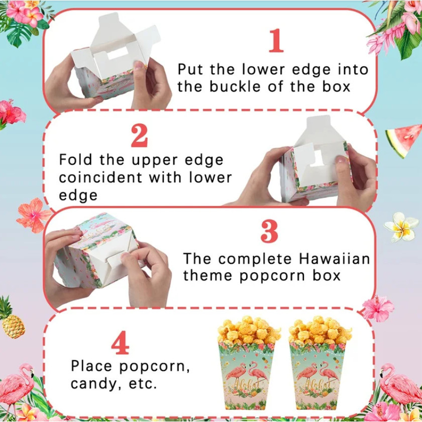 6pcs Cartoon Popcorn Box Treat Kids Birthday Cookie Box Happy Party Baby Shower Favors Popcorn Box 派对爆米花盒 (2952L) - Image 9