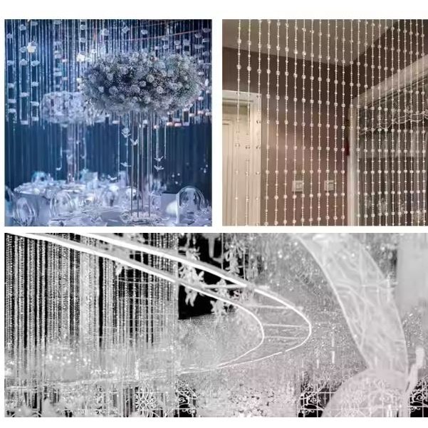 1Yard 12+4+8mm Acrylic Fish Thread Curtain Beads Wedding Plastic Beads Chain Ball Beads Handmade DIY Decoration (2976L) - Image 6