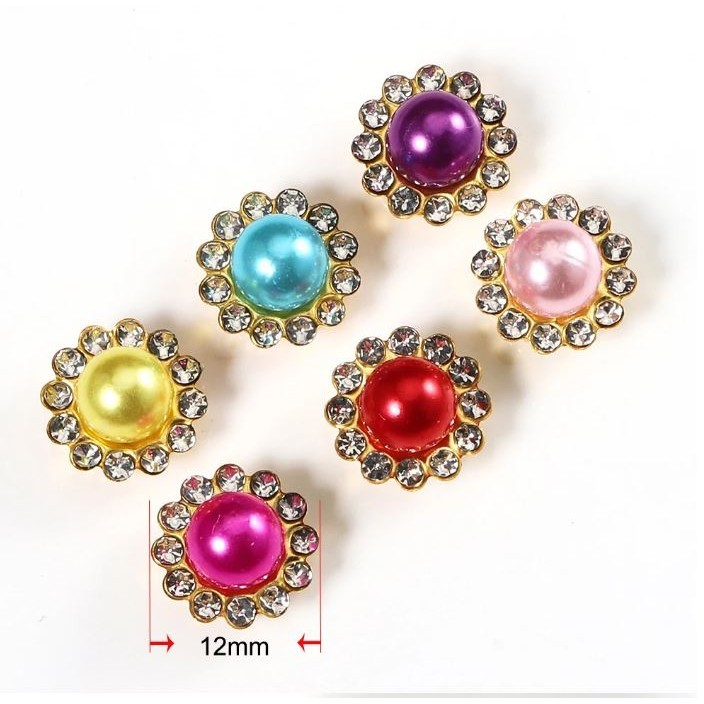5pcs Golden Sunflower Rhinestone Crystal Pearls Brooch Buttons, Diy Special Jewelry Making Decorative 彩色太阳珍珠花心钻 (2994L) - Image 5