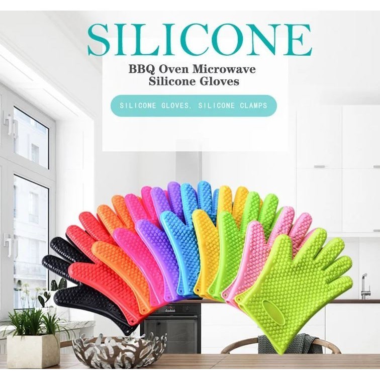 Baking Silicone Microwave Oven Gloves BBQ Grill Gloves Heat Resistant Oven Mitts Kitchen Gadgets Kitchen Access(2939L)