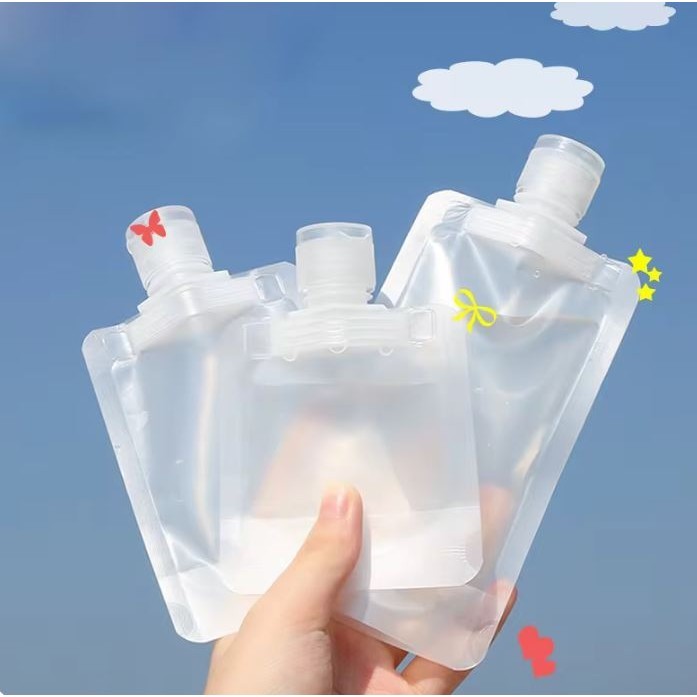2pcs Travel Lotion Body Wash Shampoo Split Bag 100ml Portable Facial Cleanser Travel Disposable Cosmetic 分装袋 (2991L)