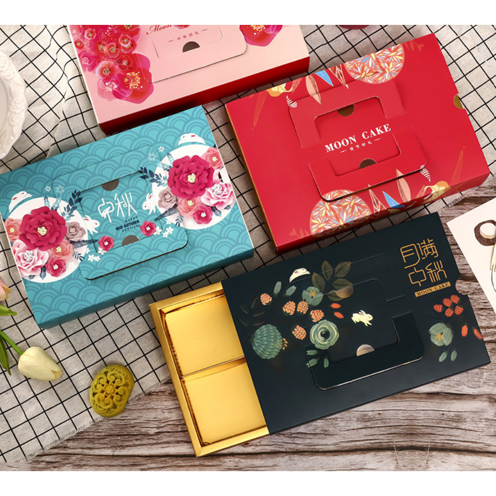 1pc Flower pattern potable mooncake box with handle,biscuit candy biscuit box,chocolate pastry中秋月饼礼盒创意手提式 (2987L) - Image 5
