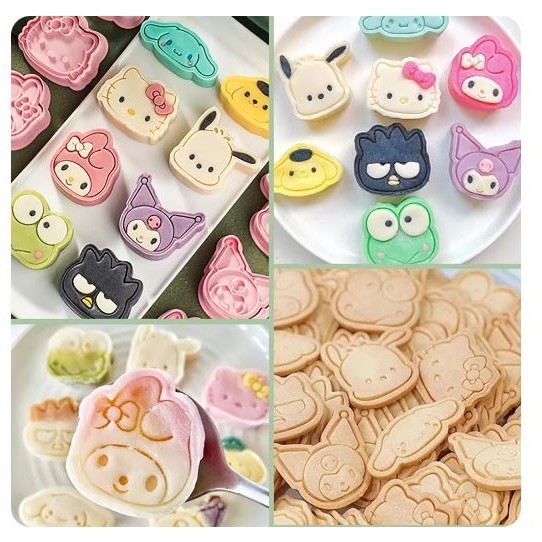 8pcs/Set Sanrio Cookie Mold Hello Kitty Kuromi Snoopy Pikachu Cartoon 3D Fruit Cutter Model Toys Kitchen Party (3011L) - Image 2