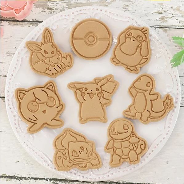 8pcs/Set Pokemon Pikachu Cookie Mould 3D Pressable Biscuit Mold Kitchen Baking Supplies Cartoon Anime Baking Tool(3012L) - Image 2