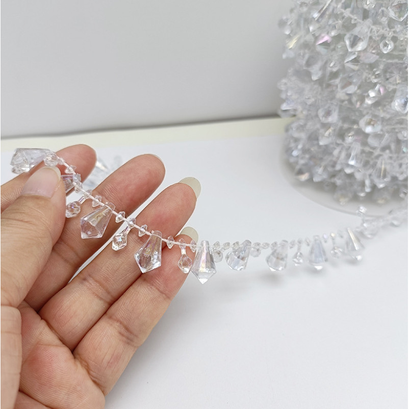 1yard Acrylic drop diamond crystal beads DIY ethnic costume accessories wedding chandelier crystal tree 水滴钻水晶连线珠 (2995L) - Image 10