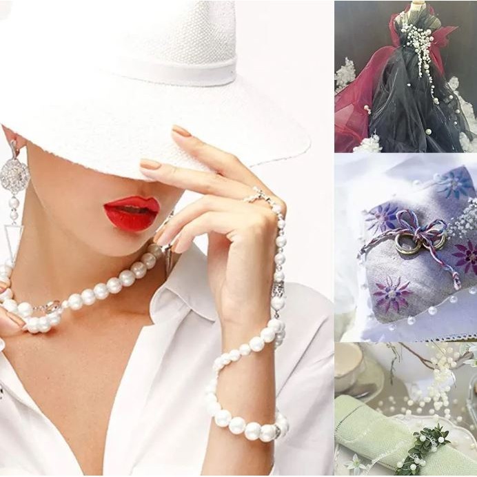 3-16mm ABS Imitation White Pearl Beads with Hole Round Acrylic Loose Beads for Jewelry Making 白色直孔仿珍珠 (2996L) - Image 4