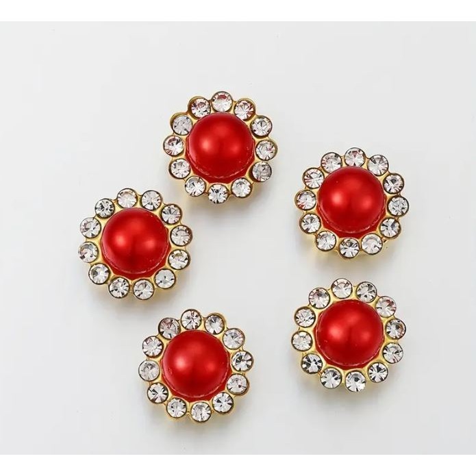 5pcs Golden Sunflower Rhinestone Crystal Pearls Brooch Buttons, Diy Special Jewelry Making Decorative 彩色太阳珍珠花心钻 (2994L) - Image 9