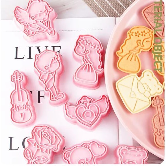 New Valentine's Day Wedding Biscuit Mold Cupid Love Bear Rose Wing Shape Cookie Cutter DIY Pudding Chocolate Tool(3016L)