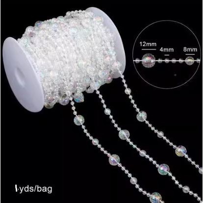 1Yard 12+4+8mm Acrylic Fish Thread Curtain Beads Wedding Plastic Beads Chain Ball Beads Handmade DIY Decoration (2976L) - Image 4