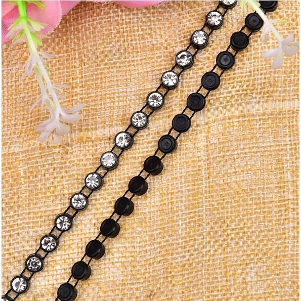3/3.5/4/5mm Crystal Glass Rhinestone Lace Trim Banding with Mesh Fabric Ribbon Fringe Jewelry Access Lace Decor(2979L) - Image 7