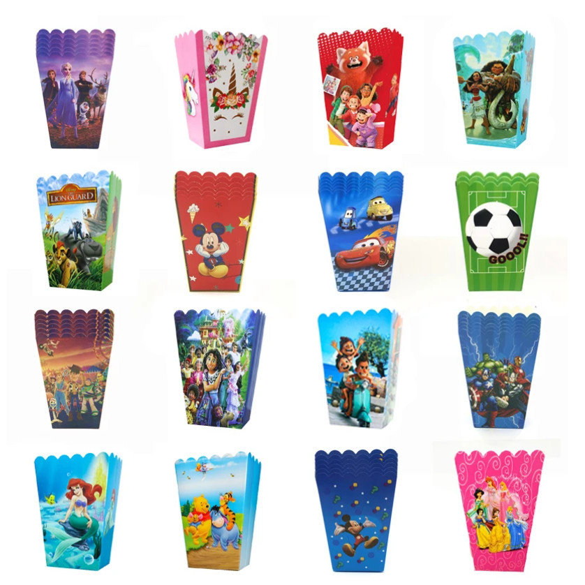 6pcs Cartoon Popcorn Box Treat Kids Birthday Cookie Box Happy Party Baby Shower Favors Popcorn Box 派对爆米花盒 (2952L) - Image 6