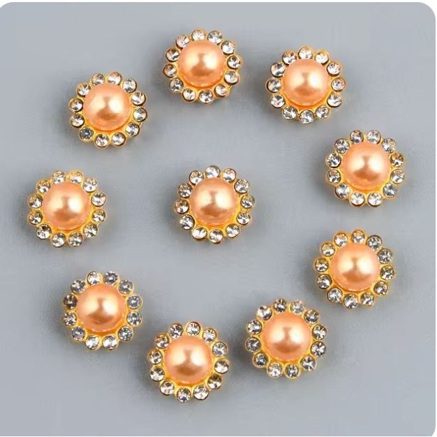 5pcs Golden Sunflower Rhinestone Crystal Pearls Brooch Buttons, Diy Special Jewelry Making Decorative 彩色太阳珍珠花心钻 (2994L) - Image 13
