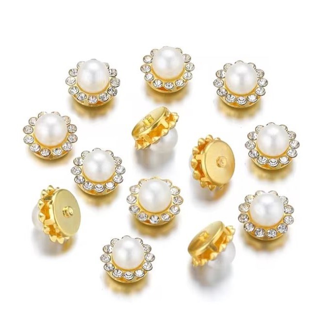 5pcs Golden Sunflower Rhinestone Crystal Pearls Brooch Buttons, Diy Special Jewelry Making Decorative 彩色太阳珍珠花心钻 (2994L) - Image 7
