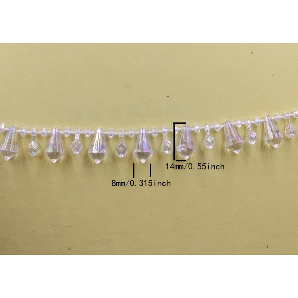 1yard Acrylic drop diamond crystal beads DIY ethnic costume accessories wedding chandelier crystal tree 水滴钻水晶连线珠 (2995L) - Image 4