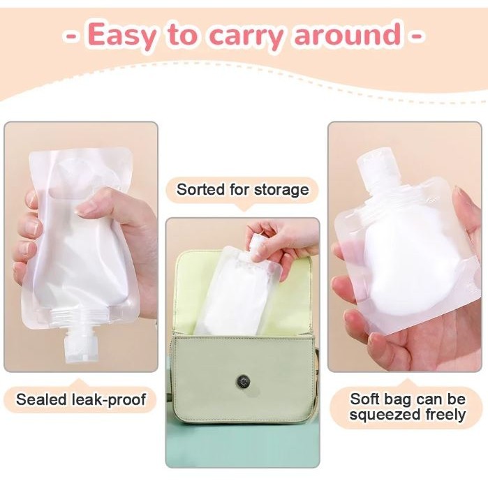 2pcs Travel Lotion Body Wash Shampoo Split Bag 100ml Portable Facial Cleanser Travel Disposable Cosmetic 分装袋 (2991L) - Image 5