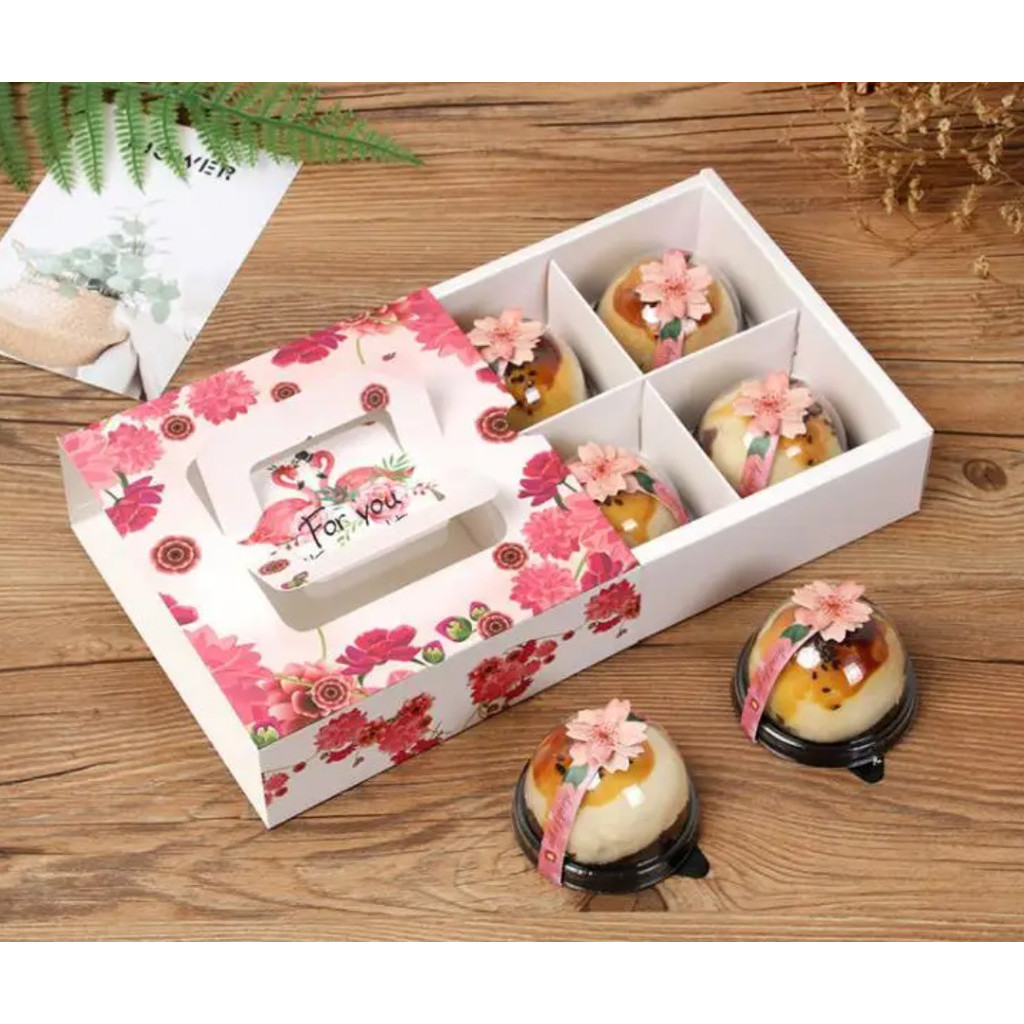 1pc Flower pattern potable mooncake box with handle,biscuit candy biscuit box,chocolate pastry中秋月饼礼盒创意手提式 (2987L) - Image 2