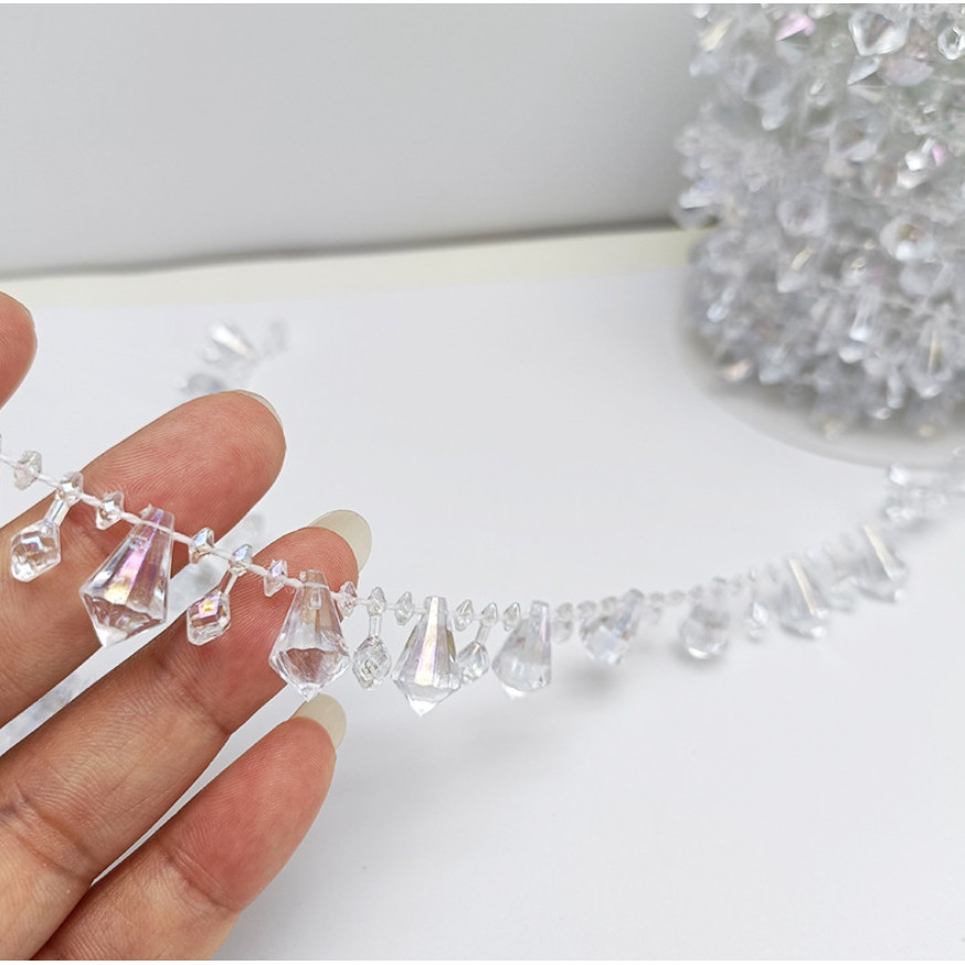 1yard Acrylic drop diamond crystal beads DIY ethnic costume accessories wedding chandelier crystal tree 水滴钻水晶连线珠 (2995L) - Image 8