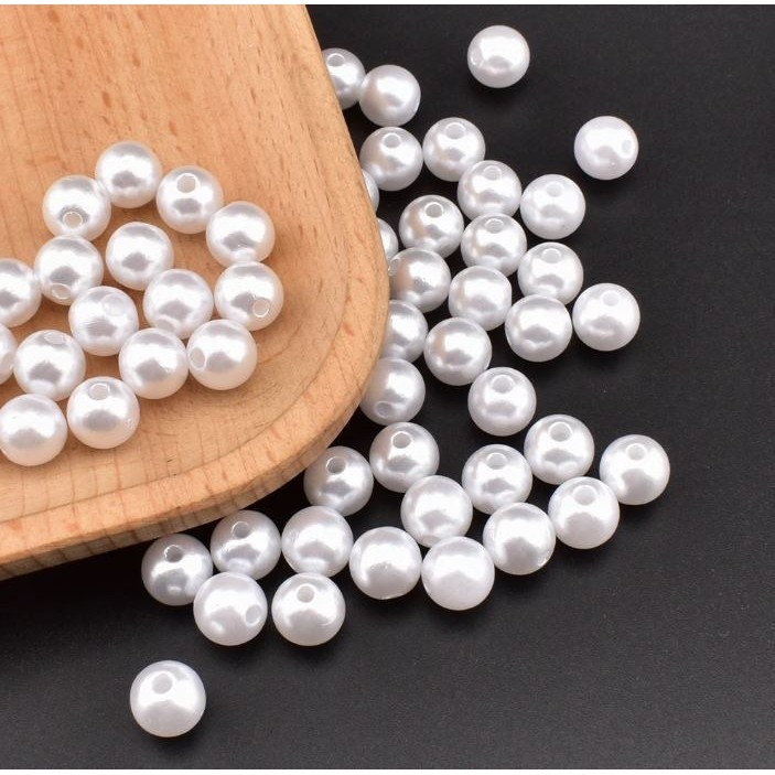 3-16mm ABS Imitation White Pearl Beads with Hole Round Acrylic Loose Beads for Jewelry Making 白色直孔仿珍珠 (2996L) - Image 2