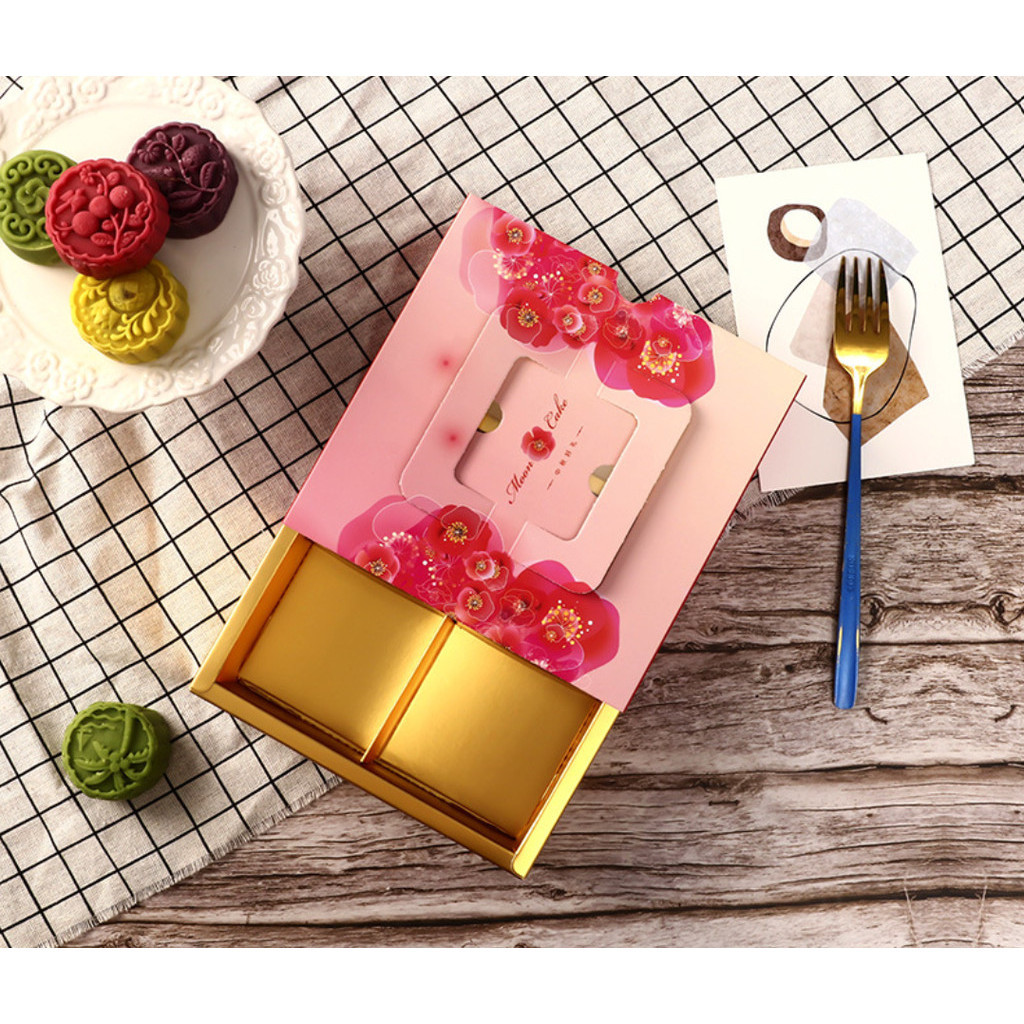 1pc Flower pattern potable mooncake box with handle,biscuit candy biscuit box,chocolate pastry中秋月饼礼盒创意手提式 (2987L) - Image 11