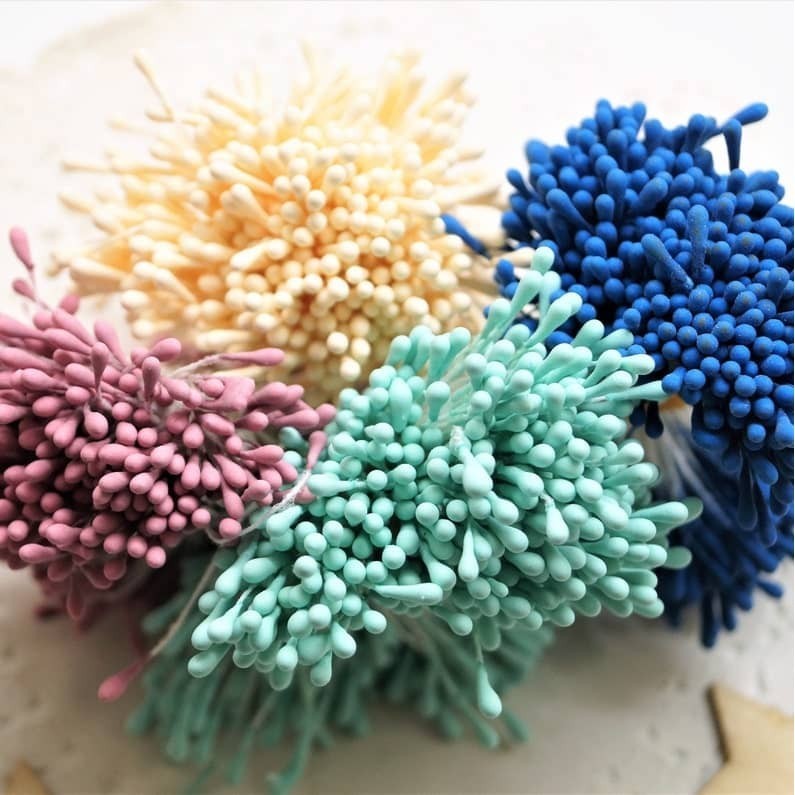50pcs 3~5mm Artificial Berries Red Black Stamen Mini Fake Flowers DIY Wreath Wedding Party Decor (2970L)