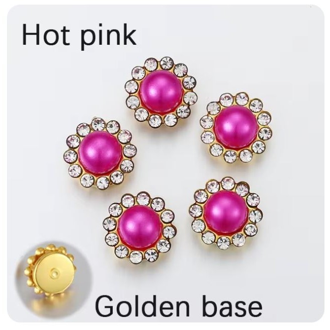 5pcs Golden Sunflower Rhinestone Crystal Pearls Brooch Buttons, Diy Special Jewelry Making Decorative 彩色太阳珍珠花心钻 (2994L) - Image 16