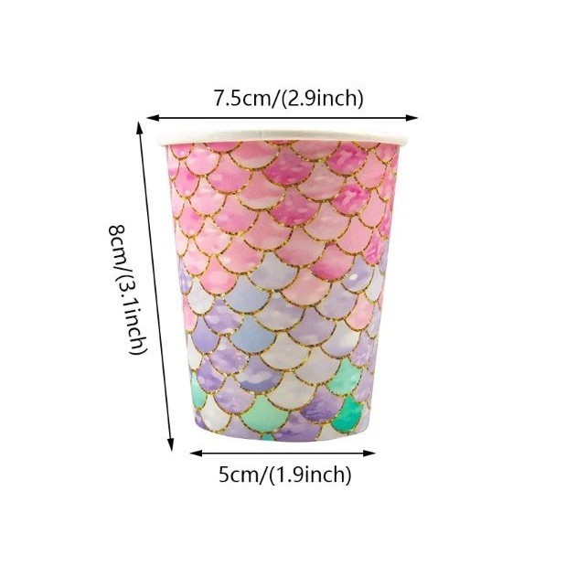 Mermaid Disposable Tableware Little Mermaid Paper Plates Cup Napkin Tablecloth Girl Mermaid Birthday Party Decor(2957L) - Image 4