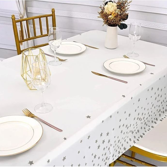 137*274cm Disposable Bronzing Five-pointed Star Tablecloth Birthday Party Wedding Decoration Cloth Outdoor (2961L)
