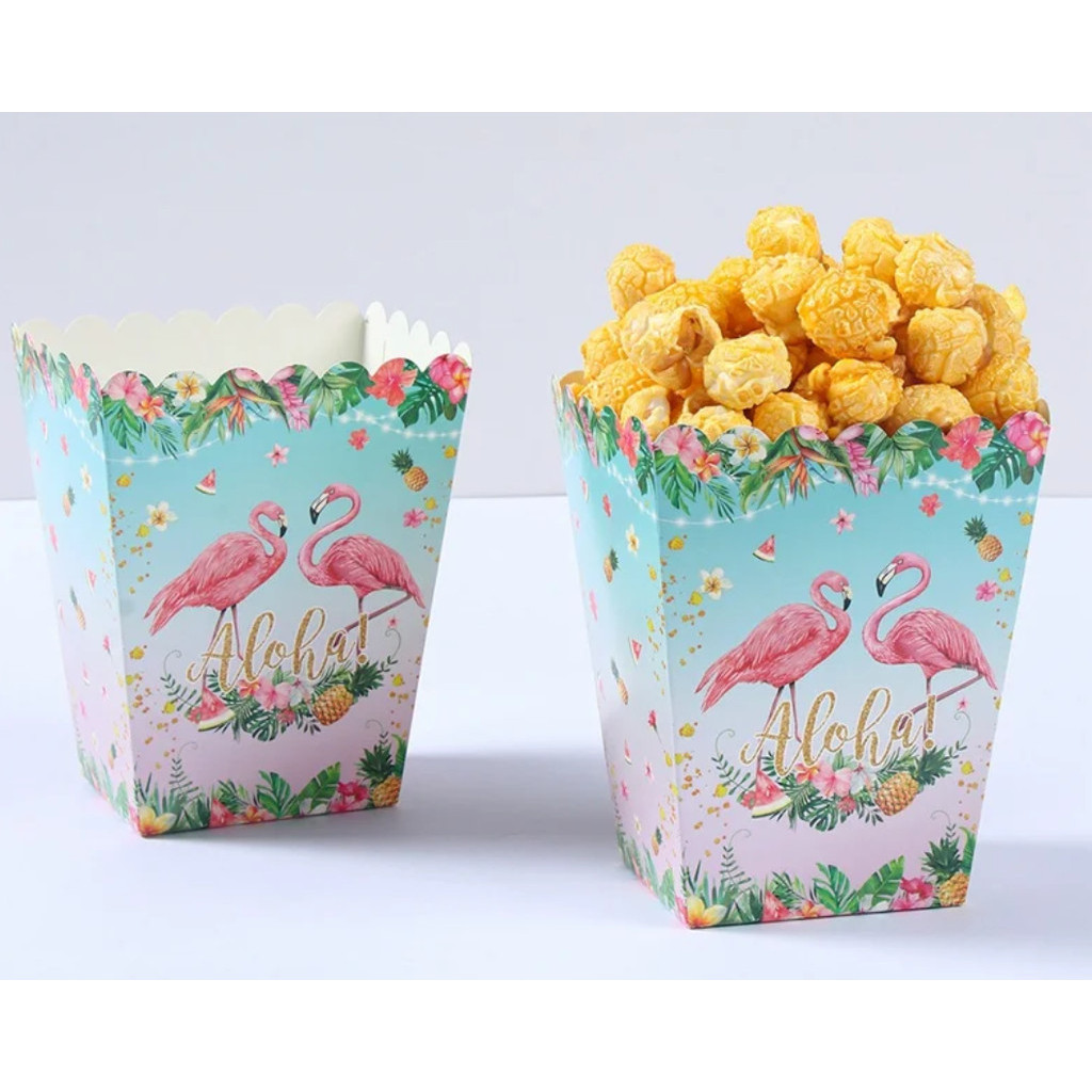 6pcs Cartoon Popcorn Box Treat Kids Birthday Cookie Box Happy Party Baby Shower Favors Popcorn Box 派对爆米花盒 (2952L)