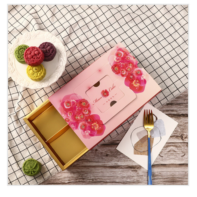 1pc Flower pattern potable mooncake box with handle,biscuit candy biscuit box,chocolate pastry中秋月饼礼盒创意手提式 (2987L) - Image 10